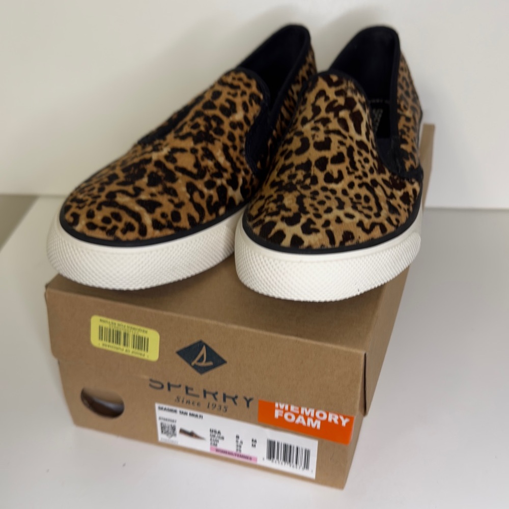Sperry Leopard Print Slip-On Shoes